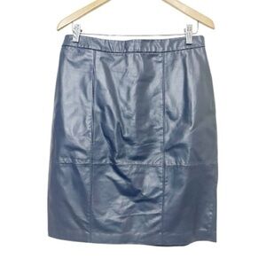 G by GIULIANA RANCIC Gray Genuine Leather Pencil Skirt - Size 10